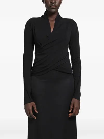 Thom Krom Ruched Wrap-style Jersey In Black