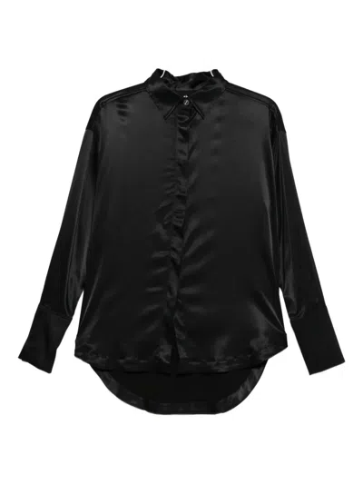 Thom Krom Satin Curved-hem Shirt In Black