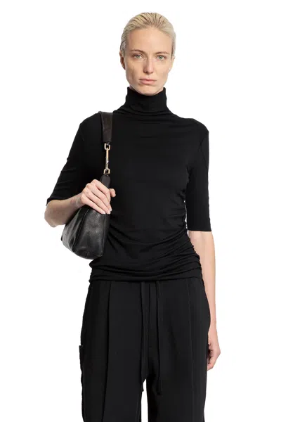 Thom Krom Short Sleeve Turtleneck Top In Black