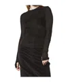 Thom Krom Slim Fit Ultra Light Viscose Stretch Crew Neck Long-sleeve T-shirt In Black