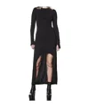 Thom Krom Slim Fit Viscose Blend Stretch Crepe Crew Neck Maxi Dress 219.00 In Black