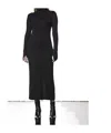 Thom Krom Slim Fit Viscose Stretch Roll Neck Midi Dress In Black