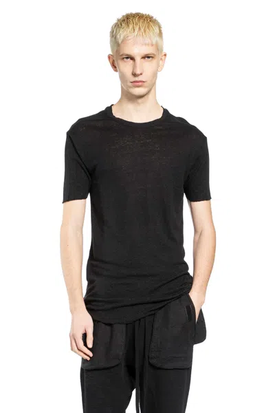Thom Krom Spliced Viscose Linen T-shirt In Black