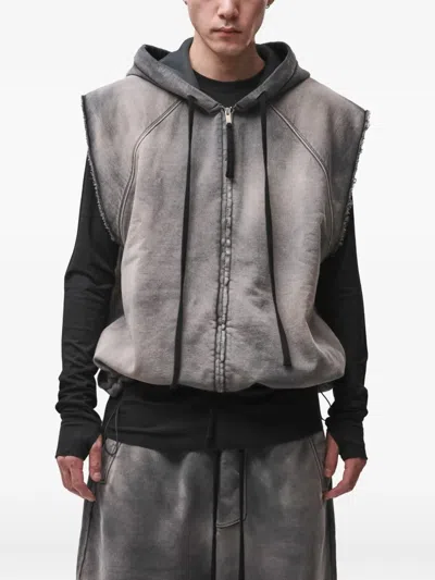 Thom Krom Stone-wash Hooded Vest In Gray