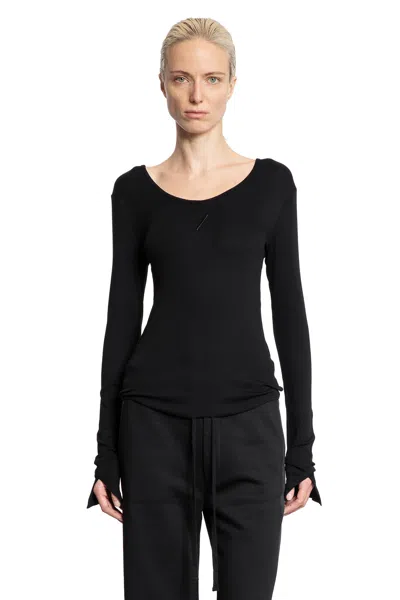 Thom Krom Stretch Cotton Nylon Long Sleeve Top In Black