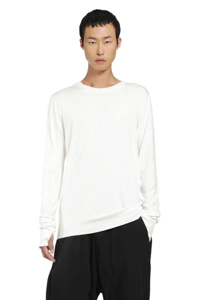 Thom Krom Stretch Viscose Long Sleeve T-shirt In White