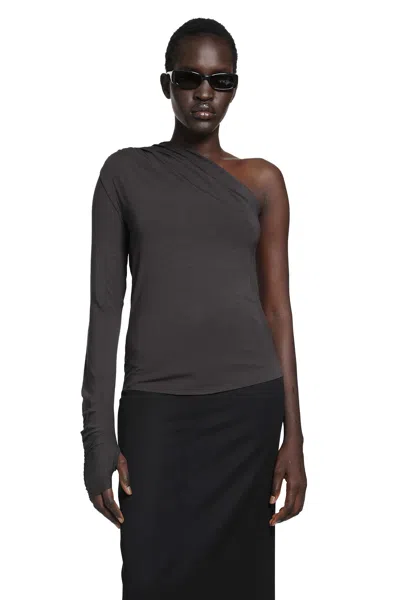 Thom Krom Stretch Viscose Off-shoulder Top In Brown