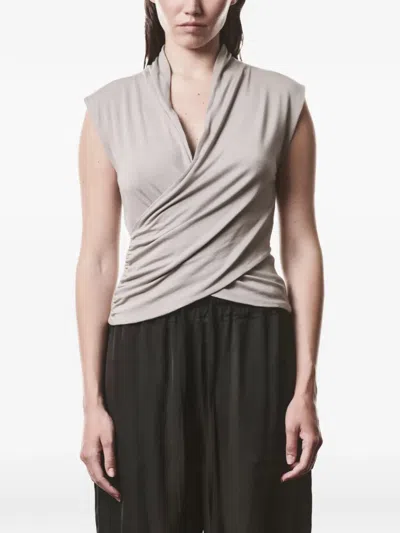 Thom Krom Surplice Sleeveless T-shirt In Neutral