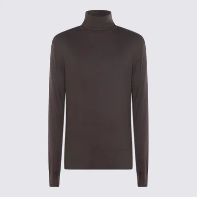 THOM KROM THOM KROM DARK BROWN VISCOSE T-SHIRT