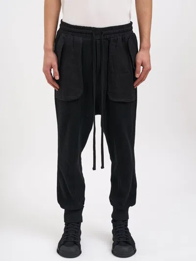 Thom Krom Trousers With Linen Inserts In Black