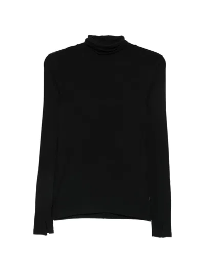 Thom Krom Turtleneck Slit-cuff Top In Black