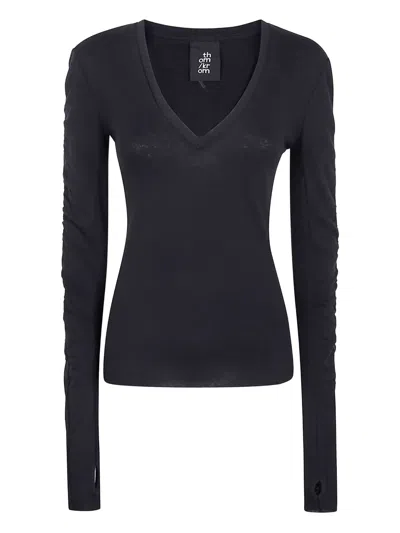 THOM KROM V-NECK GATHERED-SLEEVE TOP
