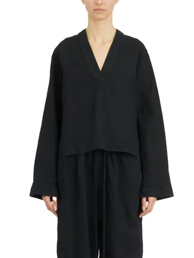 THOM KROM THOM KROM V-NECK LINEN SHIRT