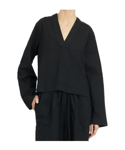 Thom Krom V-neck Long-sleeved Blouse In Black