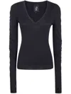 Thom Krom V-neck Gathered-sleeve Top In Black