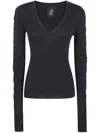 Thom Krom V-neck Gathered-sleeve Top In Black