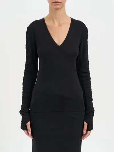 Thom Krom V-neck Cotton Top In Black