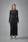 Thom Krom Slim Fit Viscose Blend Stretch Crepe Crew Neck Maxi Dress 219.00 In Black