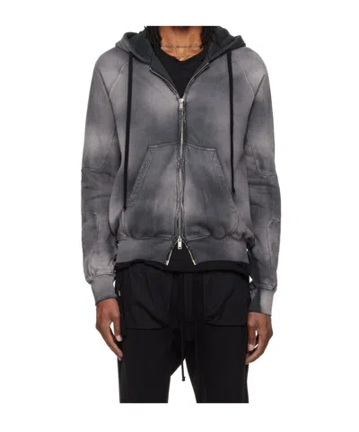 Thom Krom Washed Gradient Zip-up Hoodie In Gray