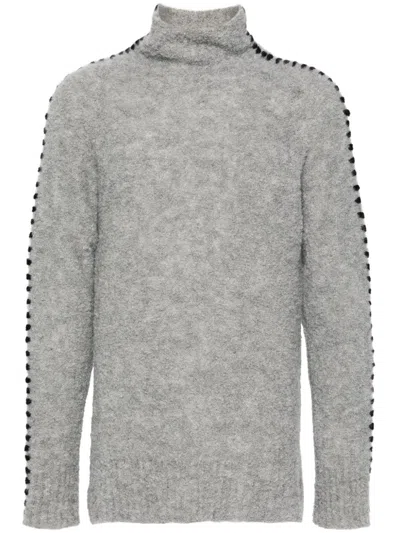 Thom Krom Whipstitch-detailing Sweater In Light Grey