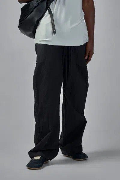 Thom Krom Wide Leg Drawstring Trousers In Black