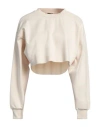 Thom Krom Woman Sweatshirt Cream Size S Cotton, Elastane, Linen, Viscose, Polyamide In White