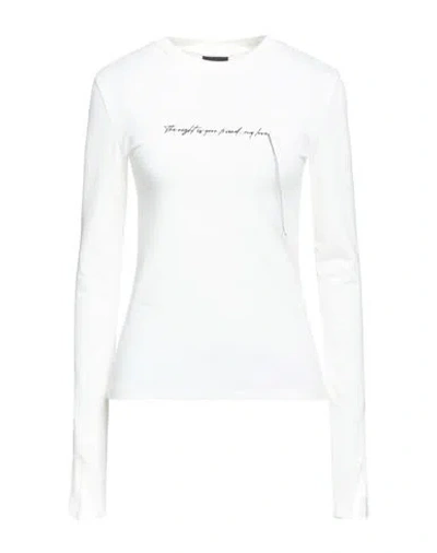 Thom Krom Woman T-shirt Cream Size S Cotton, Modal, Elastane In White