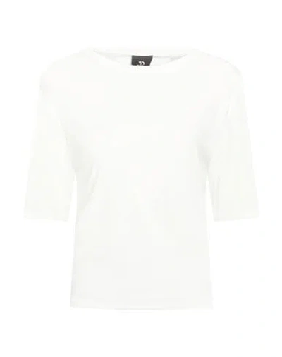 Thom Krom Woman T-shirt White Size L Cotton, Elastane