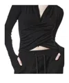 Thom Krom Wrap-front Long-sleeve Top In Black
