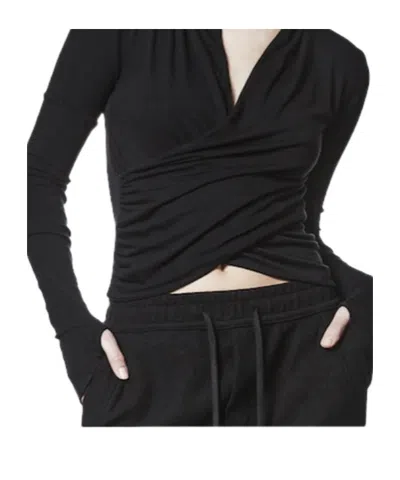 Thom Krom Wrap-front Long-sleeve Top In Black
