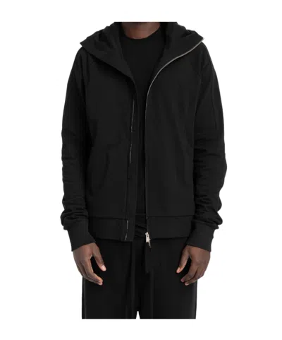 Thom Krom Zip Up Hood Sweater In Black
