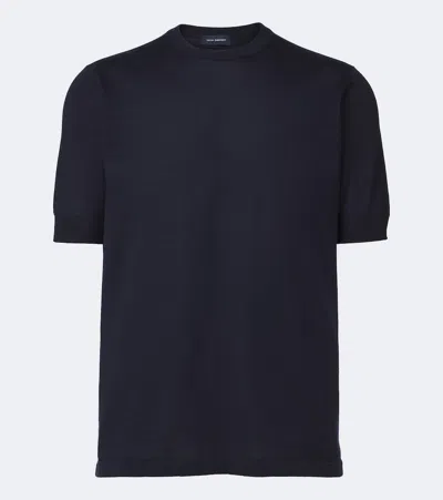 Thom Sweeney Cashmere And Silk Sweater In Blue