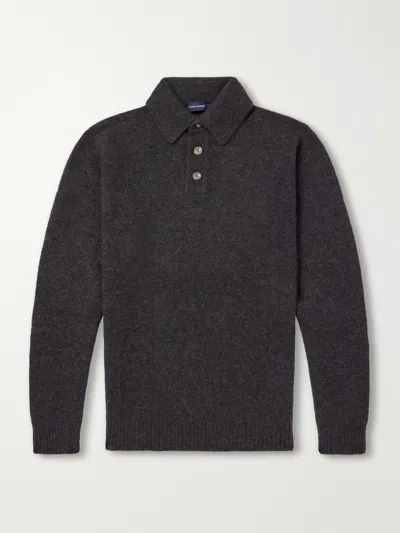 Thom Sweeney Cashmere And Silk-blend Polo Shirt In Brown