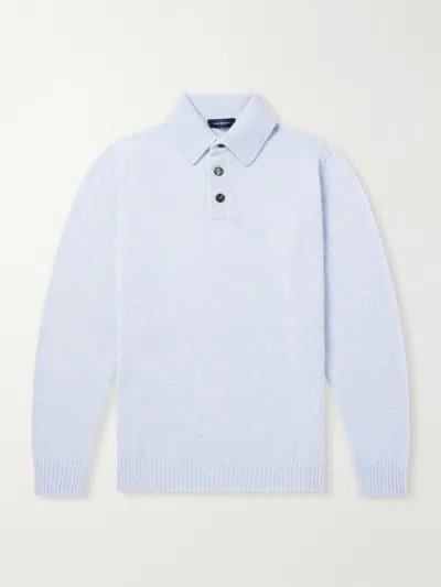 Thom Sweeney Cashmere And Silk-blend Polo Shirt In Gray
