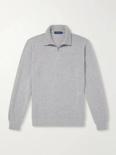 Thom Sweeney Cashmere Half-zip Sweater In Gray