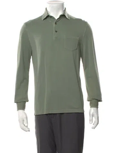 Pre-owned Thom Sweeney Collar Long Sleeve Polo Shirt In Green