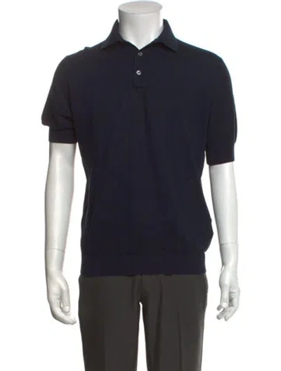 Pre-owned Thom Sweeney Collar Short Sleeve Polo Shirt In Blue