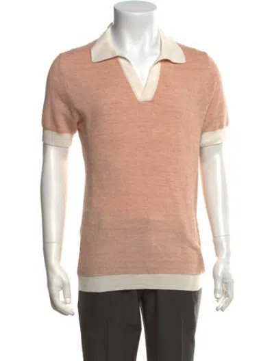 Pre-owned Thom Sweeney Collar Short Sleeve Polo Shirt In Pink