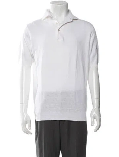 Pre-owned Thom Sweeney Collar Short Sleeve Polo Shirt In White