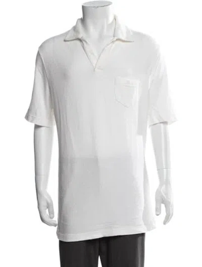 Pre-owned Thom Sweeney Collar Short Sleeve Polo Shirt In White