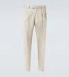 Thom Sweeney Cotton And Silk-blend Corduroy Straight Pants In Beige