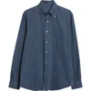 Thom Sweeney Cotton Flannel Button-down Shirt In Navy