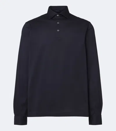 Thom Sweeney Cotton Jersey Polo Shirt In Blue