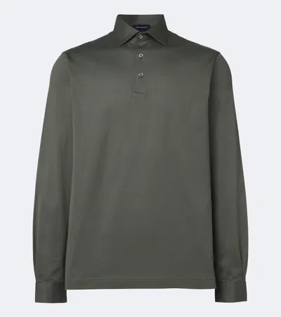 Thom Sweeney Cotton Jersey Polo Shirt In Green