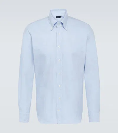 Thom Sweeney Cotton Oxford Shirt In Blue