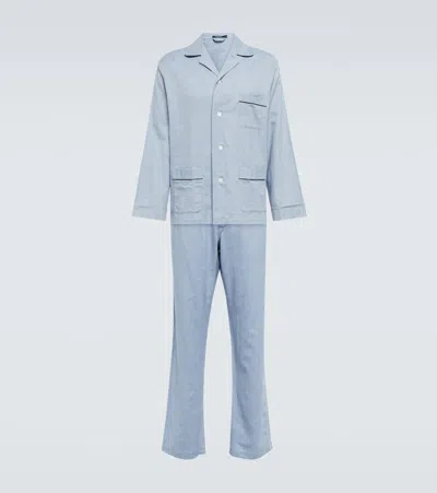 Thom Sweeney Cotton Pajamas In Sky Blue