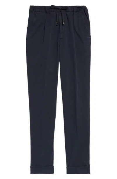 Thom Sweeney Cotton Twill Drawstring Pants In Navy