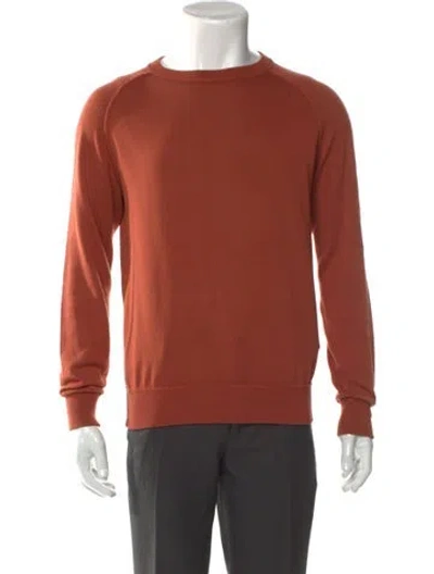 Pre-owned Thom Sweeney Crew Neck Long Sleeve Pullover In Orange