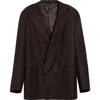 Thom Sweeney Double Breasted Wool Blazer In Brown