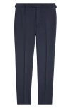 Thom Sweeney Fresco Tailored Flat Front Wool Trousers In Navy